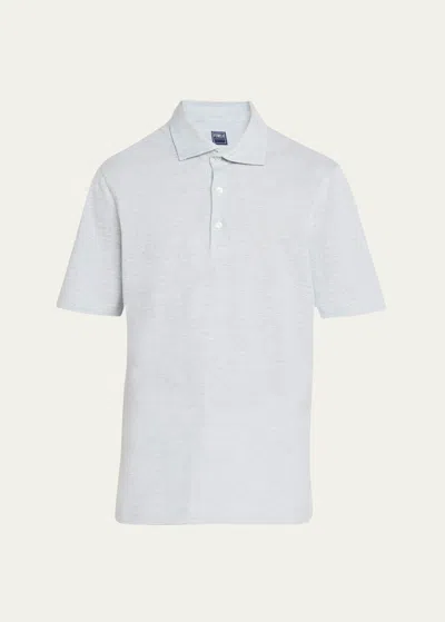 Fedeli Men's Linen-cotton Pique Polo Shirt In Gray