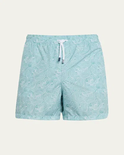 Fedeli Men's Madeira Paisley Swim Shorts In Green