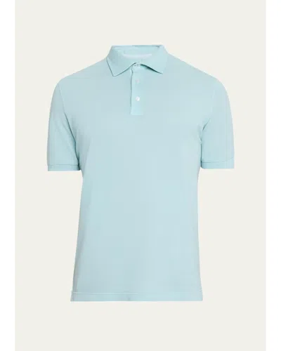 Fedeli Men's Pique Polo Shirt In Lt Blu