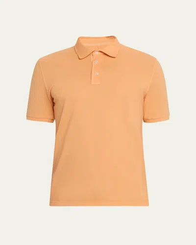 Fedeli Men's Pique Polo Shirt In Tangerine