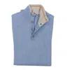 Fedeli Men's Scirocco Tricolor Half Button Cashmere Sweater In Carolina Blue In Multi