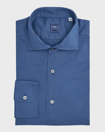 Fedeli Men's Sean Casual Button-down Shirt In Blue