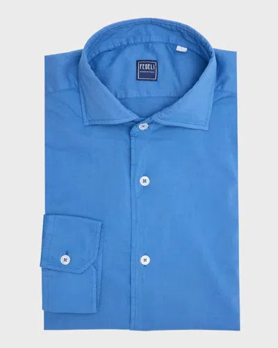 Fedeli Men's Sean Casual Button-down Shirt In Azure
