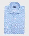 Fedeli Sean Floral-print Shirt In Navy Blue