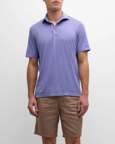 Fedeli Men's Zero Cotton Jersey Frosted Polo Shirt In Purple