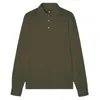 Fedeli Men's Zero Jersey Giza Organic Long Sleeve Polo In Washed Marsh In Green