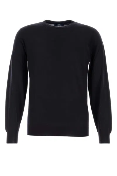 Fedeli Midnight Blue Wool Sweater In 6