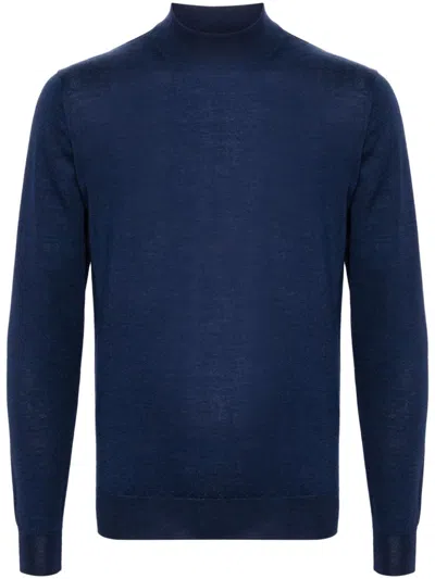 Fedeli Mock Neck Jumper In Blue