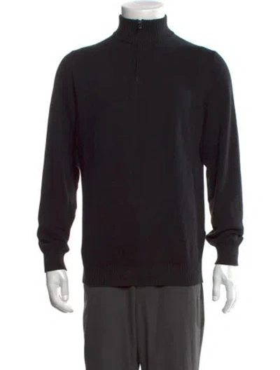 Pre-owned Fedeli Mock Neck Long Sleeve Pullover In Black