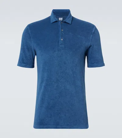 Fedeli Mondial Cotton Terry Polo Shirt In Blue