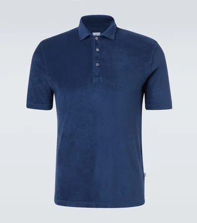 Fedeli Mondial Cotton Terry Polo Shirt In Blue