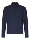 Fedeli Long Sleeve Polo In Organic Cotton In Blue