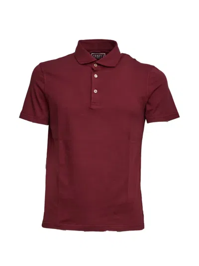 Fedeli Mother-of-pearl Button Polo Shirt In Red