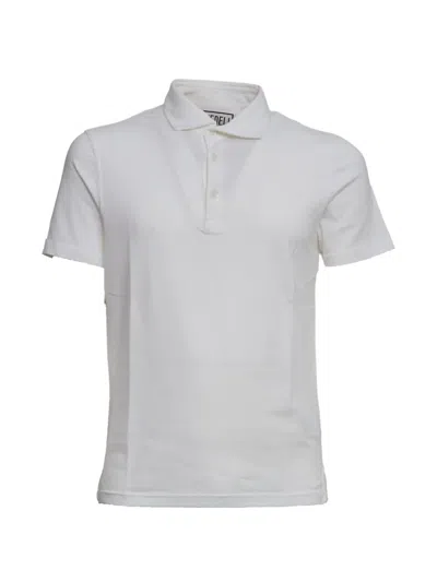 Fedeli Mother-of-pearl Button Polo Shirt In White