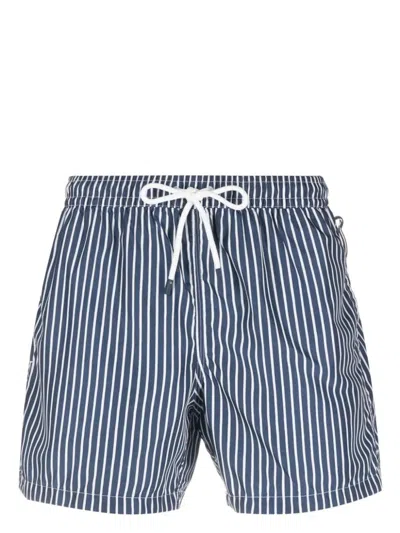 Fedeli Madeira Striped-print Swim Shorts In Blue