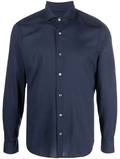Fedeli Navy Blue Cotton Shirt