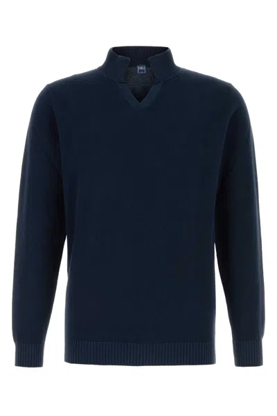 Fedeli Navy Blue Cotton Sweater