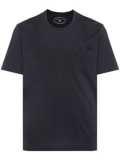 Fedeli Navy Blue Cotton T-shirt