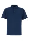 Fedeli Piquet Polo With Collar And Short Sleeves In Navy Blue