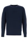 Fedeli Navy Blue Stretch Wool Blend Sweater In Navy Blue