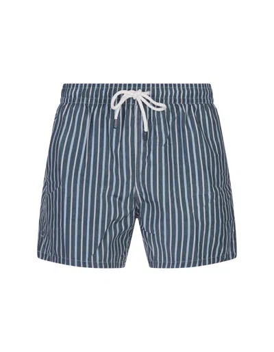 Fedeli Navy Blue Striped Swim Shorts