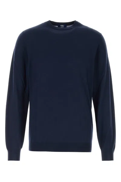 Fedeli Navy Blue Wool Sweater