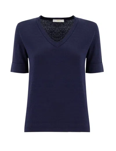Fedeli Navy Linen T-shirt