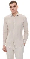Fedeli Nick Linen Button Down Shirt Natural In Neutral