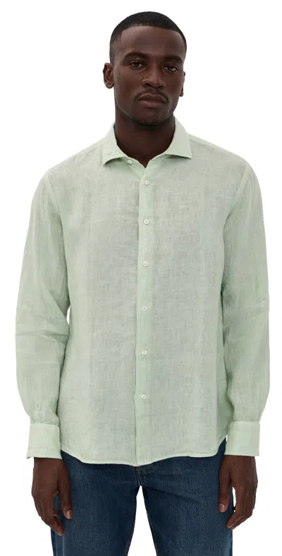 Fedeli Nick Linen Button Down Shirt Pistacchio In Green