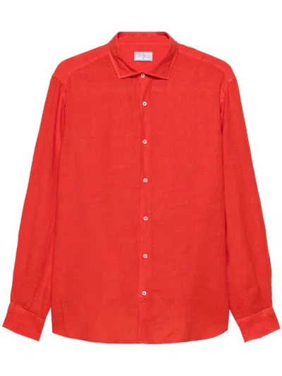 Fedeli Nick Linen Shirt In Orange