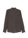 Fedeli Nick Slub-texture Shirt In Brown