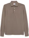 Fedeli Long Sleeve Polo In Brown