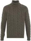 Fedeli Man Turtleneck Military Green Size 40 Cashmere In Green