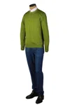 Fedeli Olive-green Wool Crewneck Sweater In Green