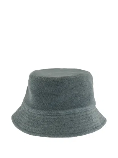 Fedeli Olive Terry Knitted Cotton Bucket Hat In Gray