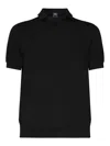 Fedeli Open Neck Polo In Black