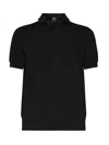 Fedeli Open Neck Polo In Black