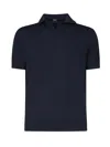 Fedeli Open Neck Polo In Blue