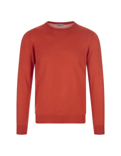 Fedeli Orange Silk And Cashmere Pullover In Orange