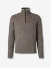 Fedeli Half-zip Ribbed Organic-cotton Sweater In Brown
