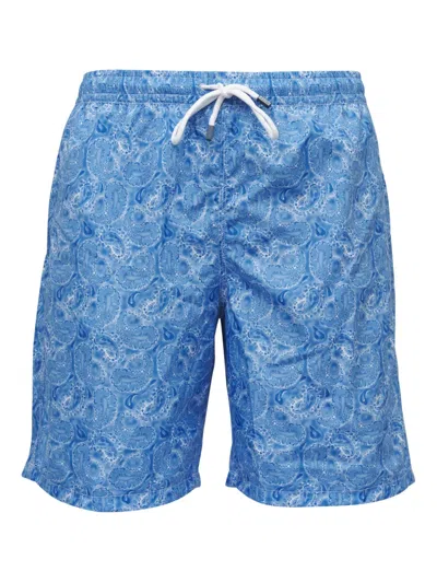 Fedeli Badeshorts Mit Paisley-print In Blau