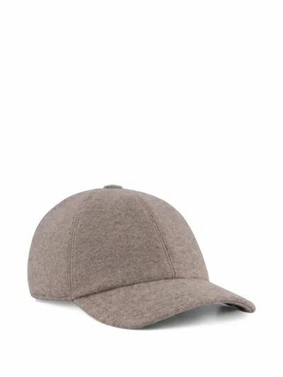 Fedeli Panelled Felted Baseball Cap In Brown