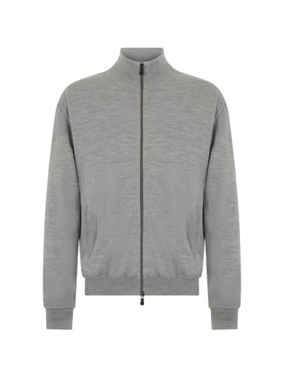 Fedeli Paros High-neck Zip-up Cardigan In Gray