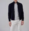 Fedeli Paros Reversible Full Zip Stretch Bomber Sweater In Navy In Blue