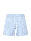Fedeli Patterned Drawstring Swim Shorts In Blue