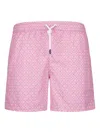 Fedeli Patterned Elastic-waistband Swim Trunks In Pink