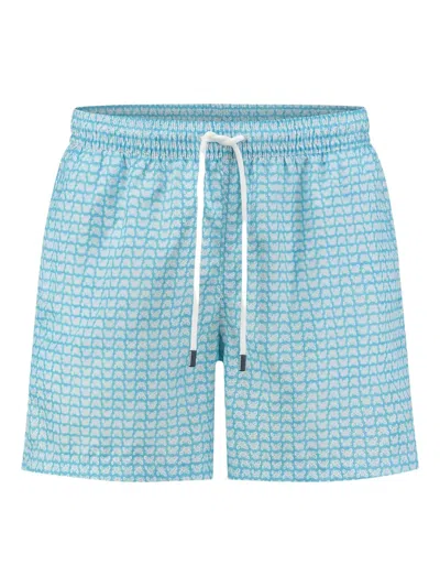 Fedeli Patterned Swim Shorts In Blue