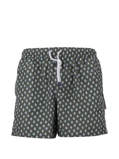 Fedeli Patterned Swim Trousers In Green