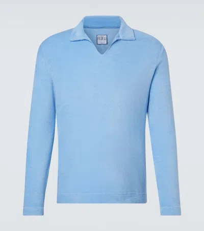 Fedeli Peter Cotton Terry Polo Sweater In Blue
