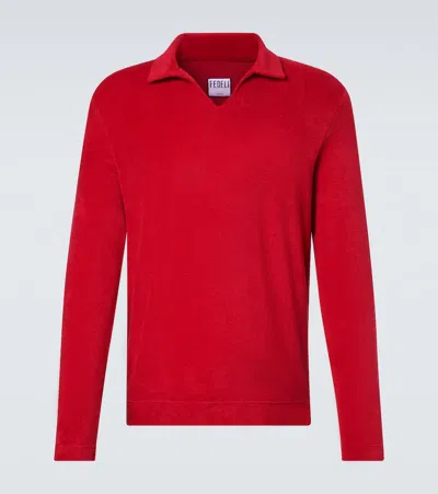 Fedeli Peter Cotton Terry Polo Sweater In Red